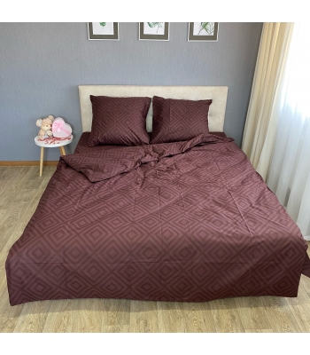 Комплект постельного белья Le Confort «Бордовые ромбы» 180x220 Бязь (086-2)