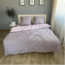 Комплект постільної білизни Le Confort «Клітинка сіро-рожева» 150x220 Бязь 