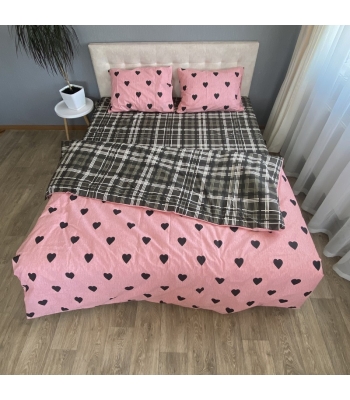 Комплект постільної білизни Le Confort «Чорні серця» 200x220 Бязь (0244-3)